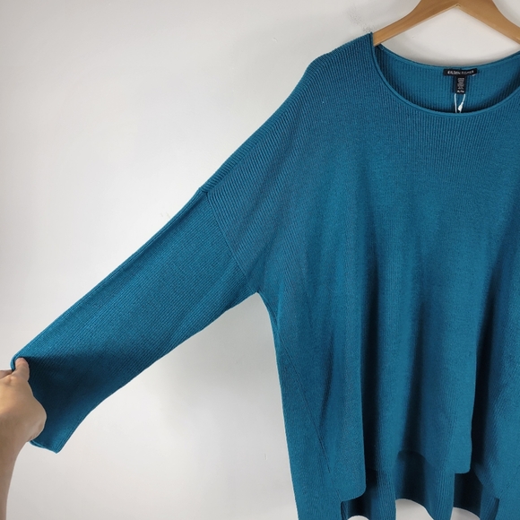 New Eileen Fisher Merino Wool Ribbed Knit Long Sleeve Boxy Pullover Sweater - Picture 2 of 10